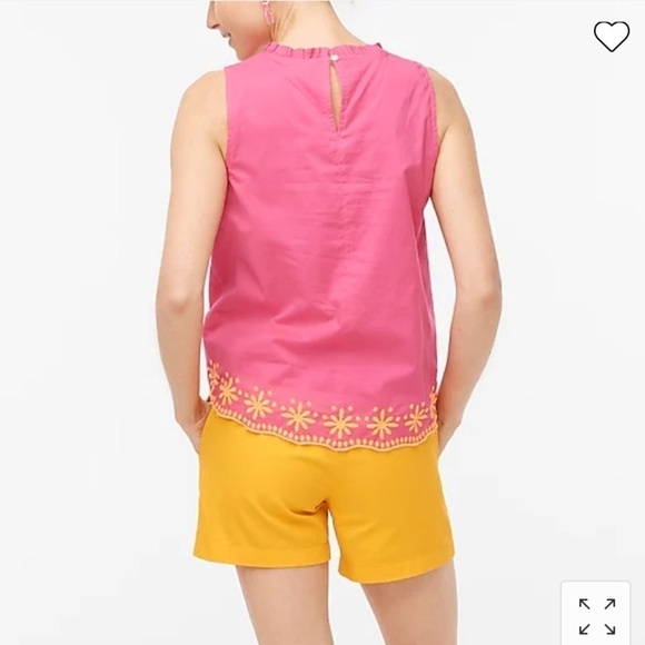 J Crew Factory Cotton high-neck swing top with embroidery BI353 - Picture 3 of 5